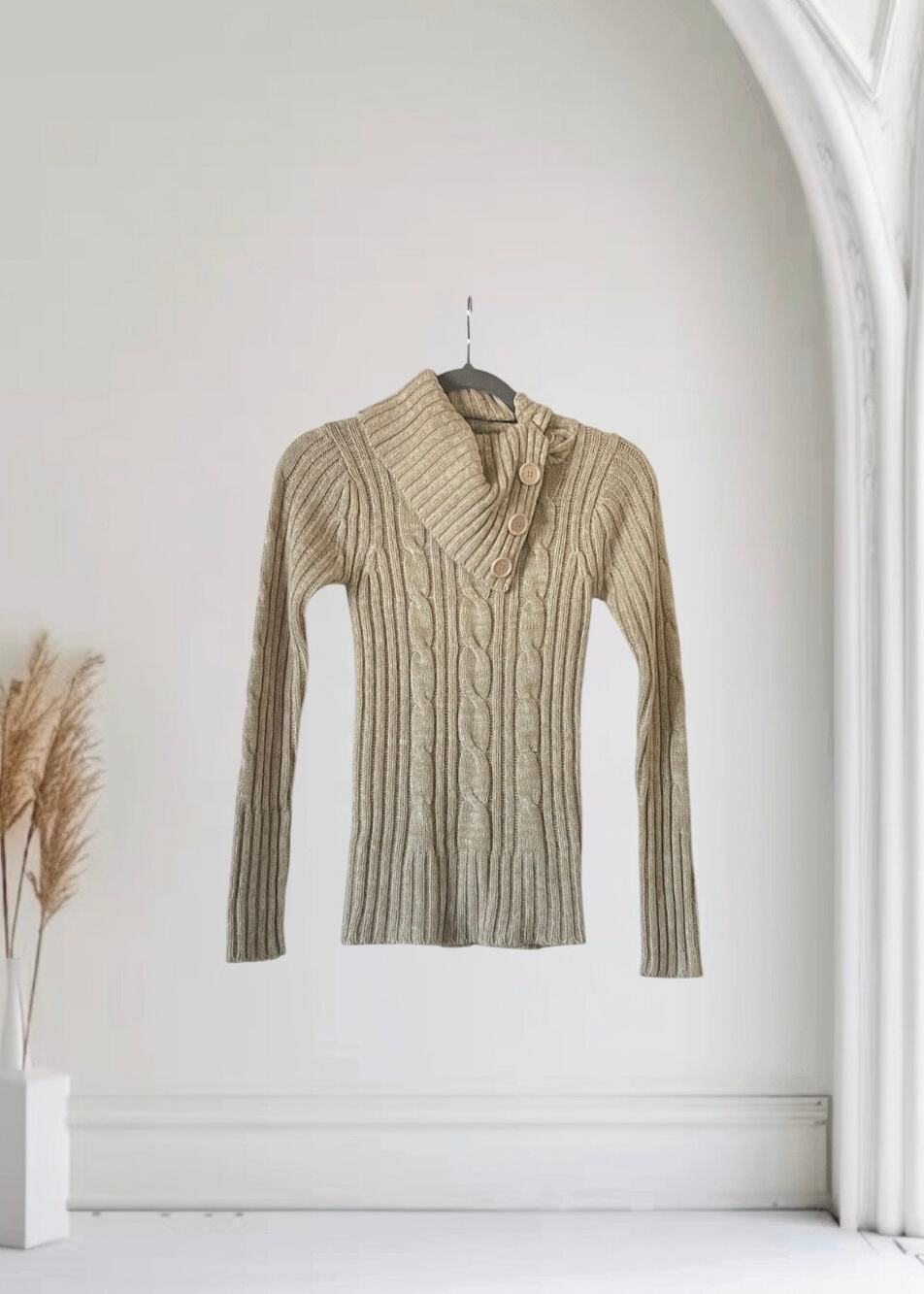 Love Change Cowl Beige Sweater Size Small :)